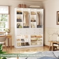 thumbnail image 3 of Aheaplus 4.6 FT (56") Closet Organizer System with Drawers & Shelves, Free Standing Reach-in Tower for Small Walk-in Closets, 1200+ LBS Max Load, White, 3 of 5