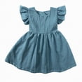 thumbnail image 3 of NIEWTR Robe pour Tout-Petites Filles Confortable à Fleurs à Volants Sans Manches Robe d'Été Bébé Douce Robe de Fête (Bleu, 3-4 Ans), 3 of 8