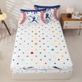 thumbnail image 4 of Homewish Navy Blue Dripping Baseball Stitch Batter Silhouette Graphic Zipper Twin Comforter Sets with Fitted Sheet and 2 Pillowcases,Sport Graphic Zipper Bedding Set,4-Piece, 4 of 6