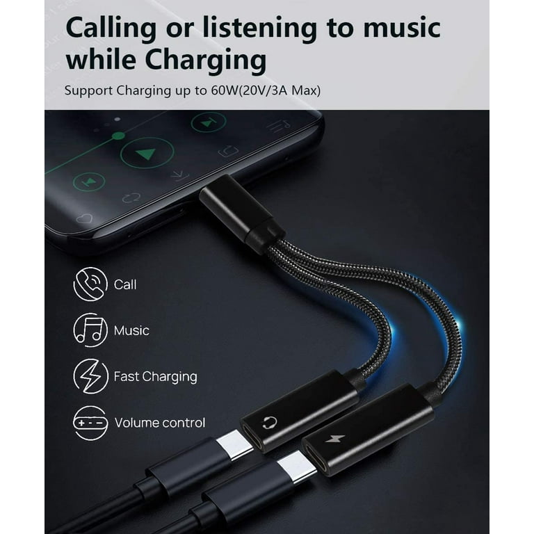USB C Splitter, Dual USB C Headphones and Charger Adapter and