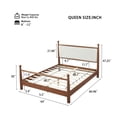 thumbnail image 5 of Christopher Knight Home Queen Size Traditional Bed Frame with Upholstered Headboard, Walnut+Beige, 5 of 8