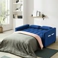 thumbnail image 3 of Lunale 4-in-1 Convertible Futon Sofa Bed, Pull Out Couch Beds Loveseat Sleeper, Blue Velvet, 3 of 12