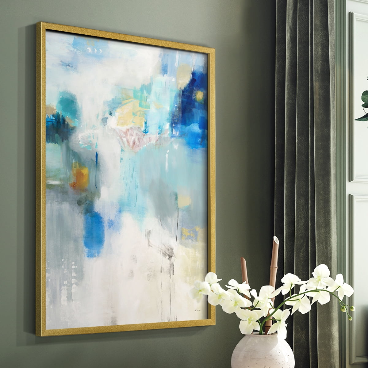 Celeste Motion I Framed Print in Gold Solid Wood Framed Print No Nail Hanging