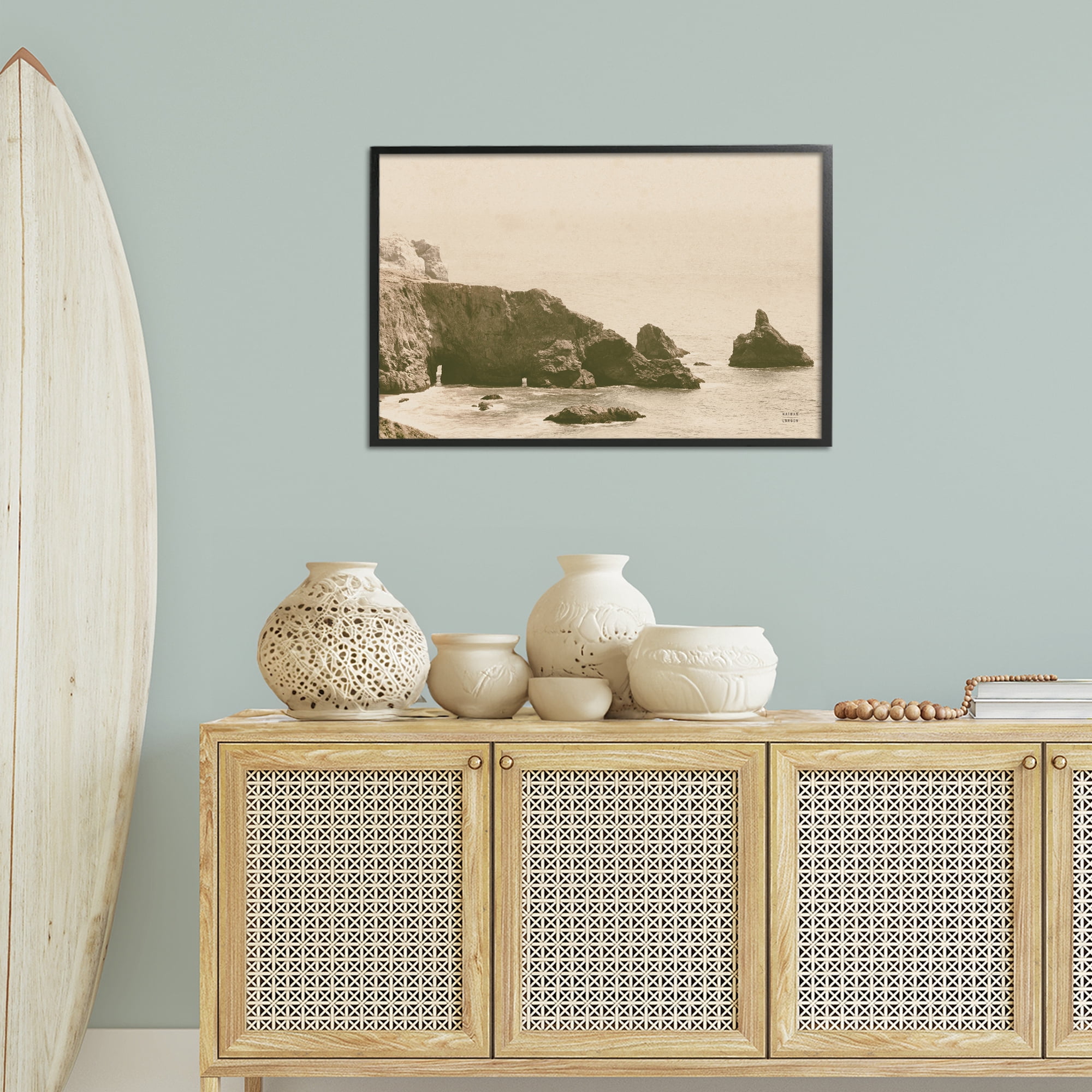 Stupell Industries Passing Through Cove Coastal Photography Black Framed Art Print Wall Art, 30 x 20