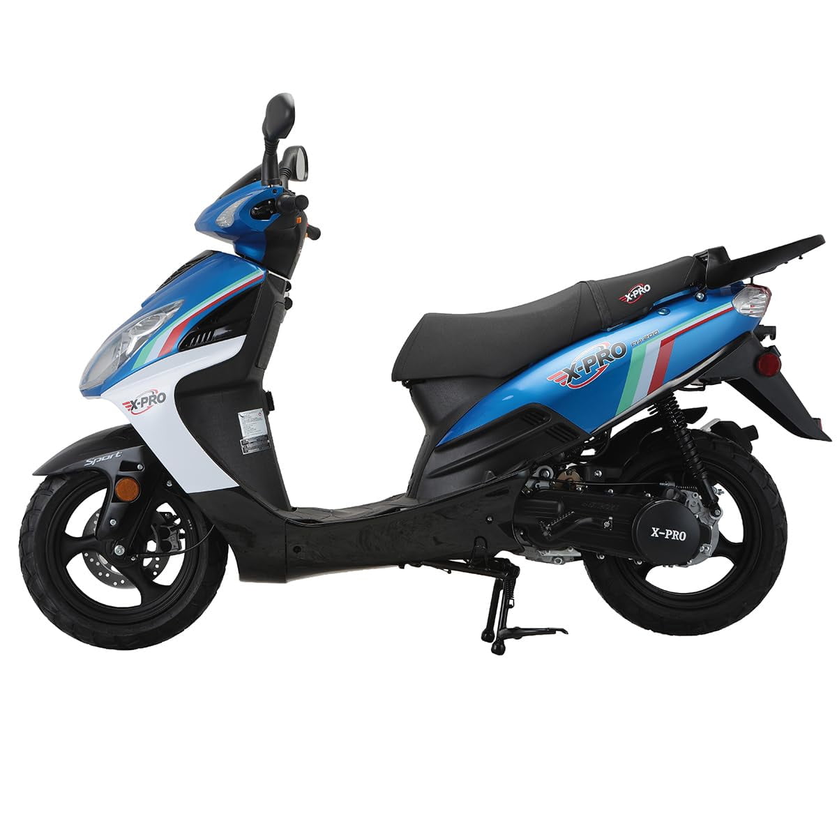 X-Pro Fiji 200 Gas Moped for Adults, Electric & Kick Start with 13" Aluminum Wheels!