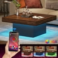 thumbnail image 6 of Tribesigns Square Coffee Table with LED Lights, 35-Inch Living Room Tables for Living Room, Wooden Center Table Cocktail Table for Home (Rustic Brown & Black), 6 of 6