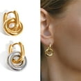 thumbnail image 2 of Oasiva Contemporary Stacked Hoops Earrings Sturdy Stainless Steel Day To Night Wear, 2 of 11