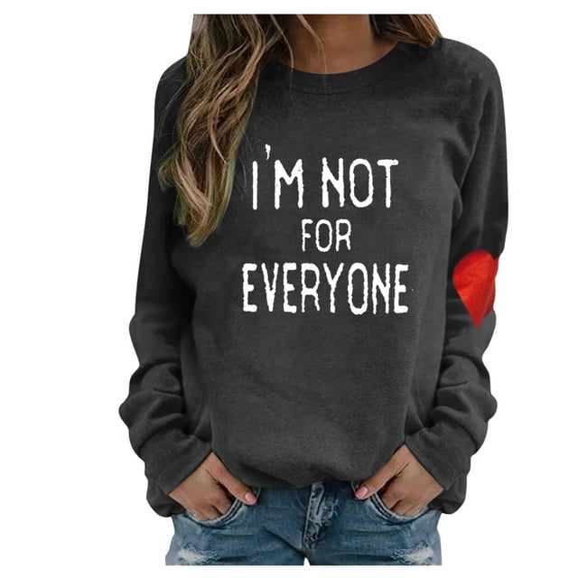 Ketyyh-chn99 T-Shirts pour Femmes, Décontractés, Col Rond, Manches Longues, Tops Oversize, Chandails en Molleton Décontractés, Noir, 2TG
