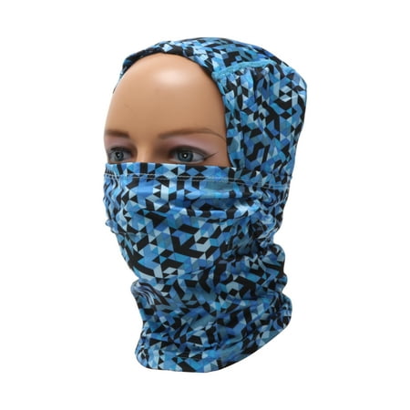Full Face Mask Polyester Grid Face Cover Windproof,Quick-drying Blue 1 Pcs