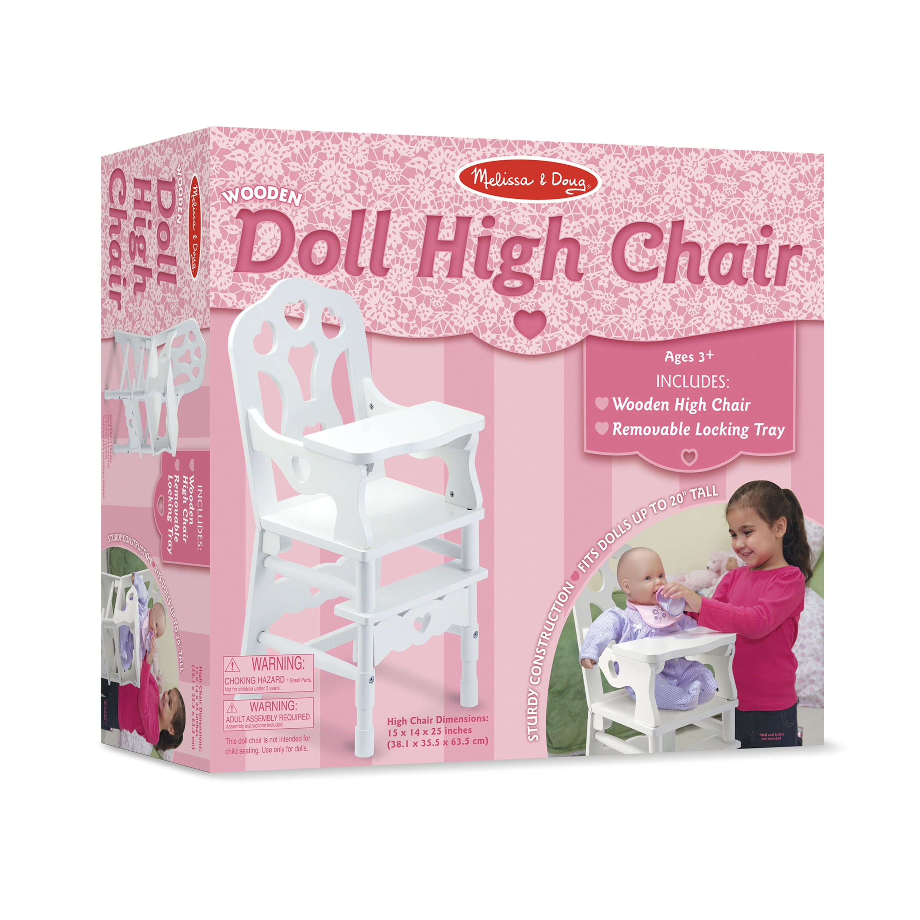 Melissa Doug Mine to Love Wooden Play High Chair for Dolls