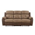 thumbnail image 4 of Emma 84 Inch Double Manual Recliner Sofa- Soft Brown Microfiber- Solid Wood, 4 of 6