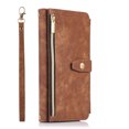 thumbnail image 2 of Compatible with Samsung Galaxy S21 Ultra Wallet Case, Premium PU Leather Zipper Flip Folio Wallet with Detachable Long and Short Strap Magnetic Protective Case for Samsung Galaxy S21 Ultra, Brown, 2 of 11