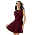 thumbnail image 1 of Robe Courte Trapèze Sans Manches pour Femmes Été à Nouer devant Boîte de Nuit Fête Nœud - Robes Courtes à Fermeture Éclair Rouge Vin P, 1 of 10