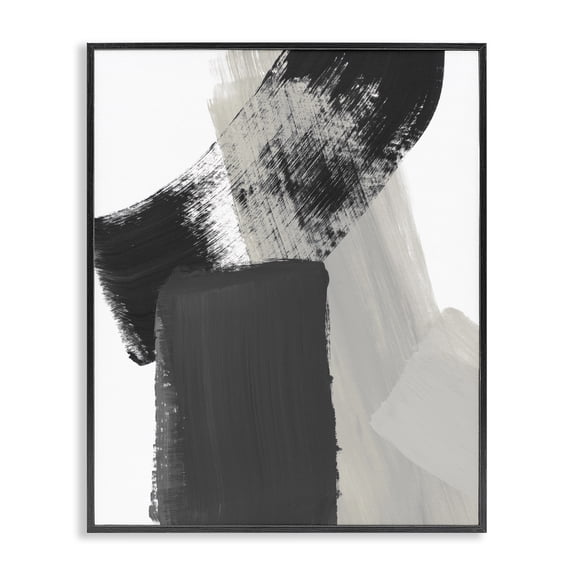 Stupell Industries Contemporary Black & Beige Abstract Black Framed Giclee Art, 16 x 20, by Lanie Loreth