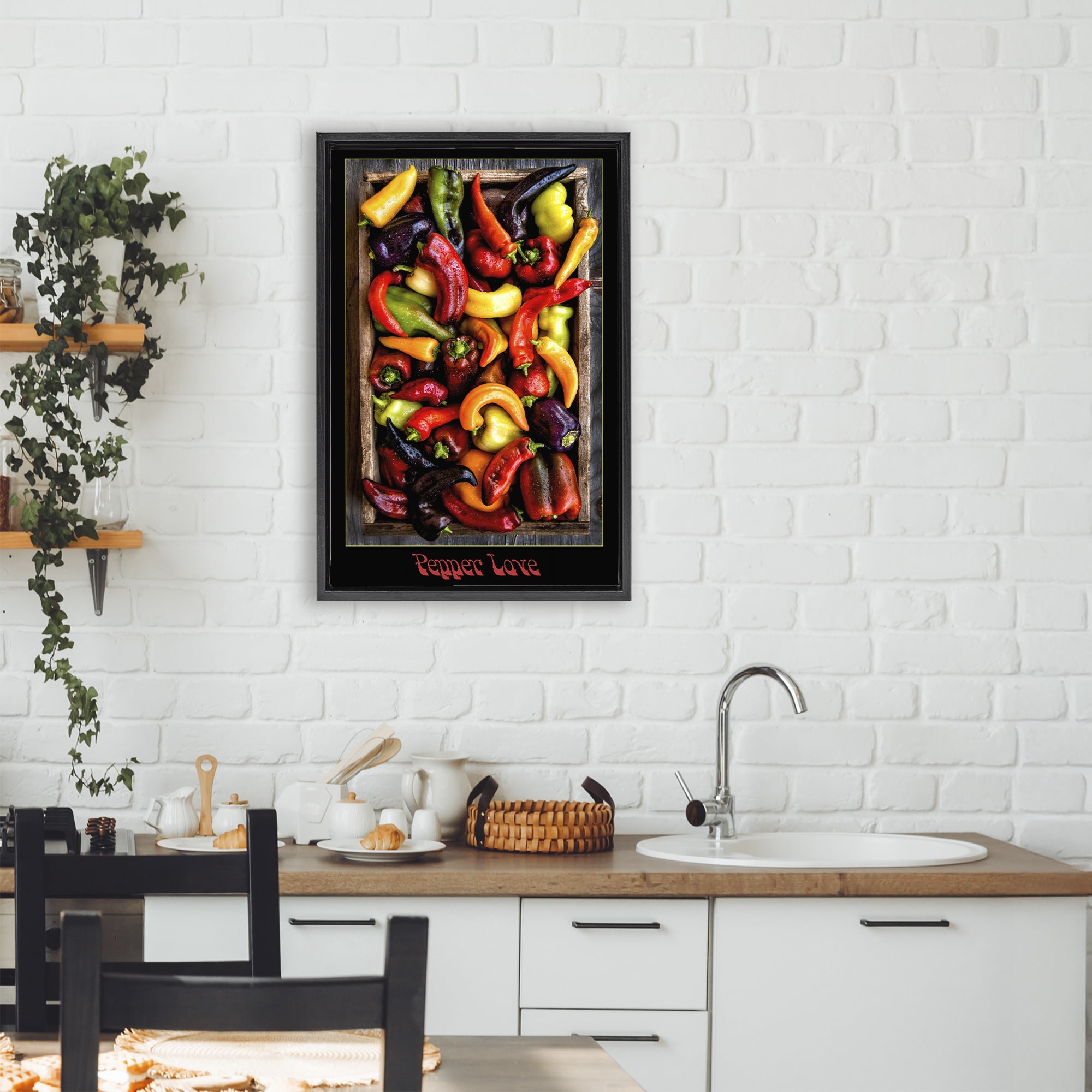 Stupell Industries Pepper Love Vibrant Vegetables Black Framed Floater Canvas Wall Art, design by Carl Kravats