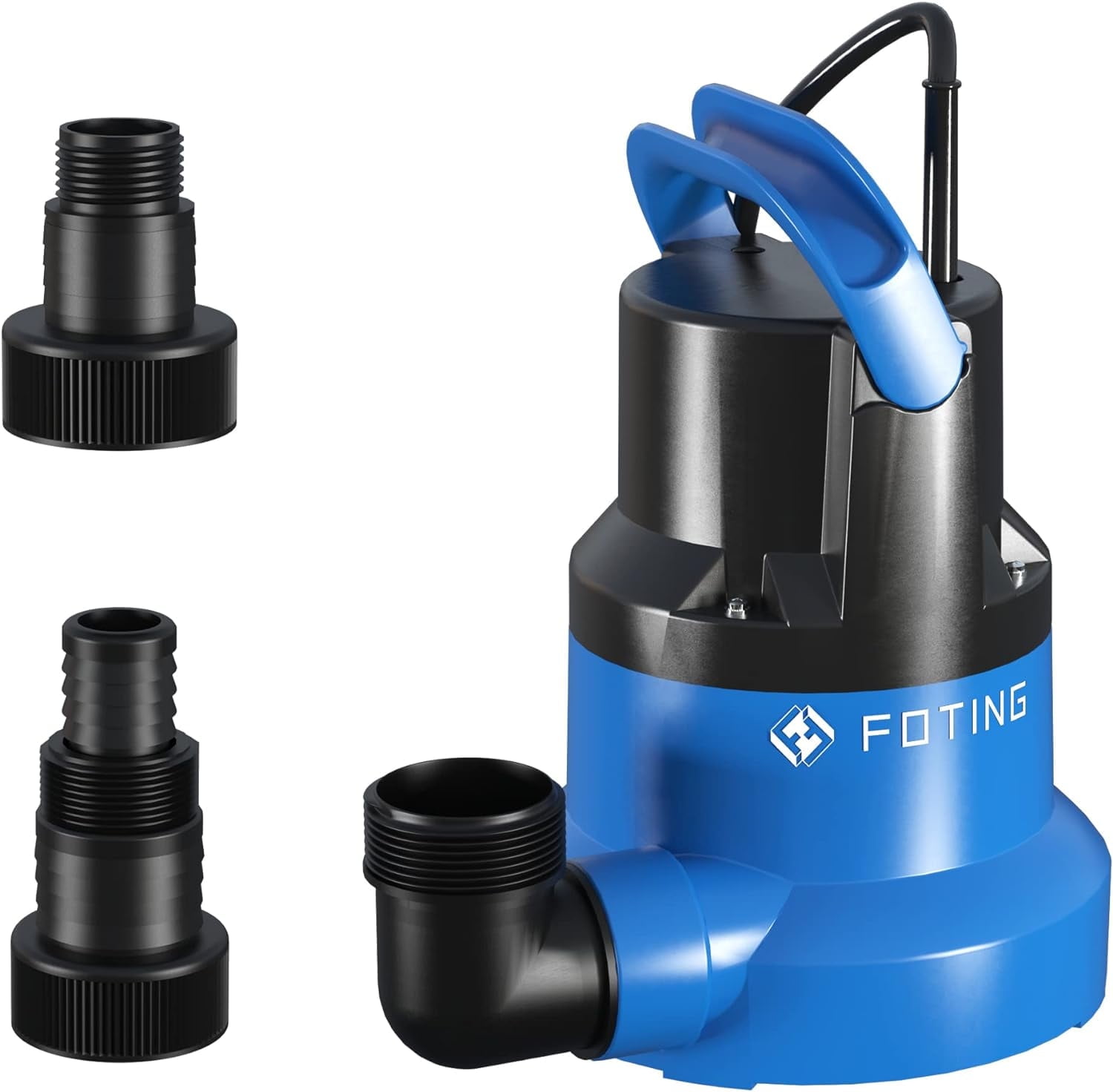 1/2 HP Sump Pump Submersible, 1937 GPH Water Pump for Pool Draining, 0.04" Sucking Level, Portable Submersible Utility Pump for Swimming Pool Garden Pond Flooded Basement