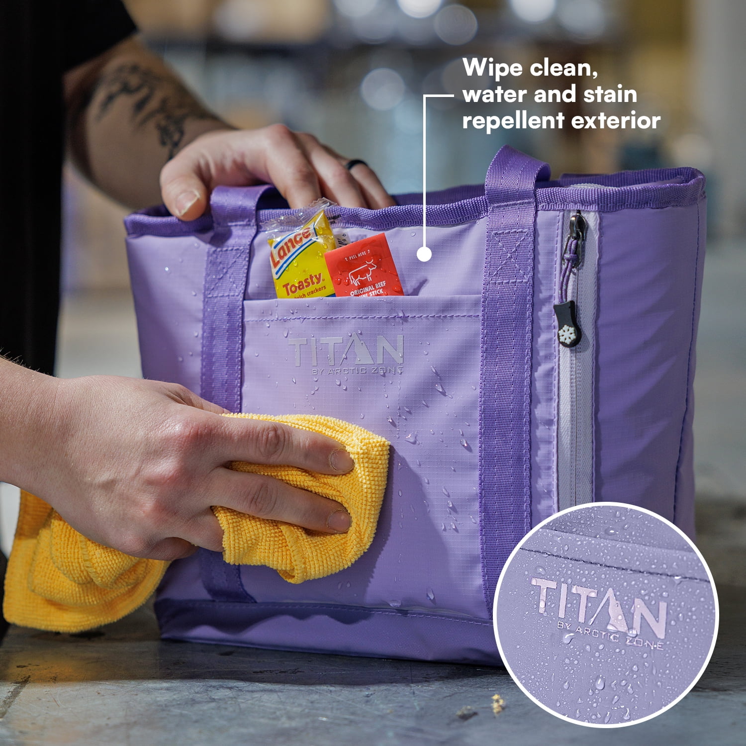 Titan by Arctic Zone 10 Can 7 qt Fridge Cold Insulated Cooler Tote + Ice Walls, Lavender