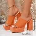 thumbnail image 2 of SACFOF Women's Chunky Platform Sandals Block Heel - Slip On Elastic Band Dressy Shoes Square Toe Comfort Soles, 2 of 6