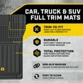 thumbnail image 2 of Cat® ToughLiner™ Rubber Car Floor Mats for Auto Truck SUV & Van, Full Custom Trim to Fit Liners, Advanced Performance Heavy Duty Odorless Car Mats, All Weather Protection, Black, 2 of 9