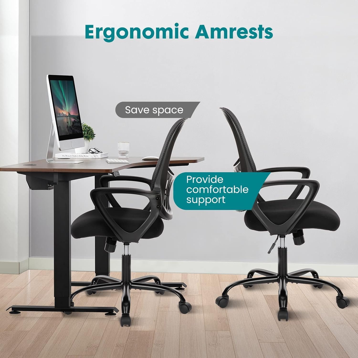 Ergonomic Mesh Office Chair with Lumbar Support - Adjustable Swivel Computer Chair, Black