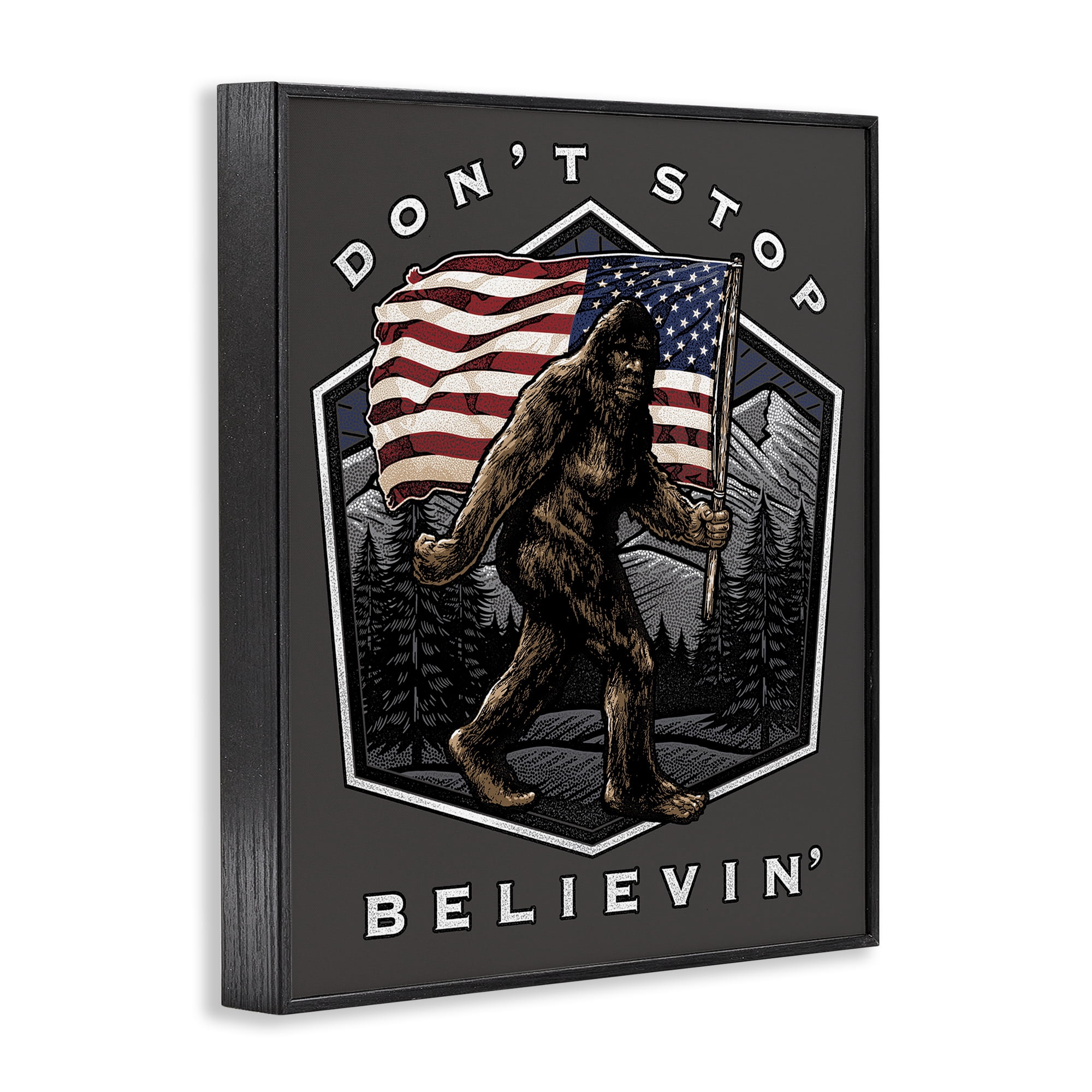 Stupell Industries Don't Stop Believing Novelty Painting Black Framed Art Print Wall Art, 16 x 20