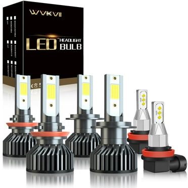 Fit For ford fusion (2006-2018) LED Bulbs H7 High Beam   H11 Low Beam  H11/H8 Fog Lights Bulbs Kit, Super Bright 6500K Cool White,with Fan, Plug and Play,Pack of 6