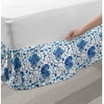 thumbnail image 2 of Oriental Bed Skirt, Print of Middle Eastern Style Inspired Curved Flower Branches Ceramic Art Like, Elastic Bedskirt Dust Ruffle Wrap Around for Bedding Decor, 4 Sizes, Blue Indigo, by Ambesonne, 2 of 2