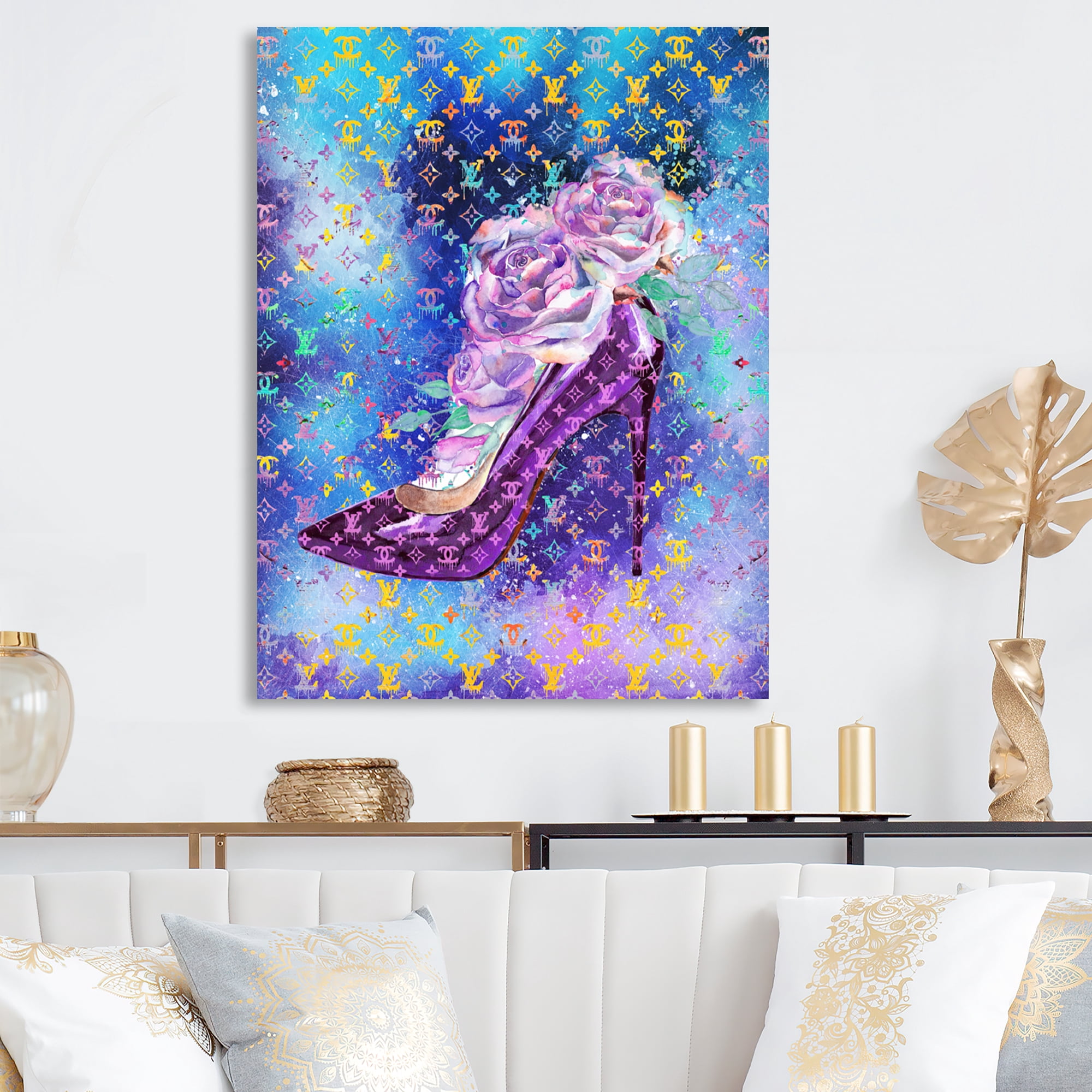 Designart Designer Purple Floral Heel Canvas Wall Art