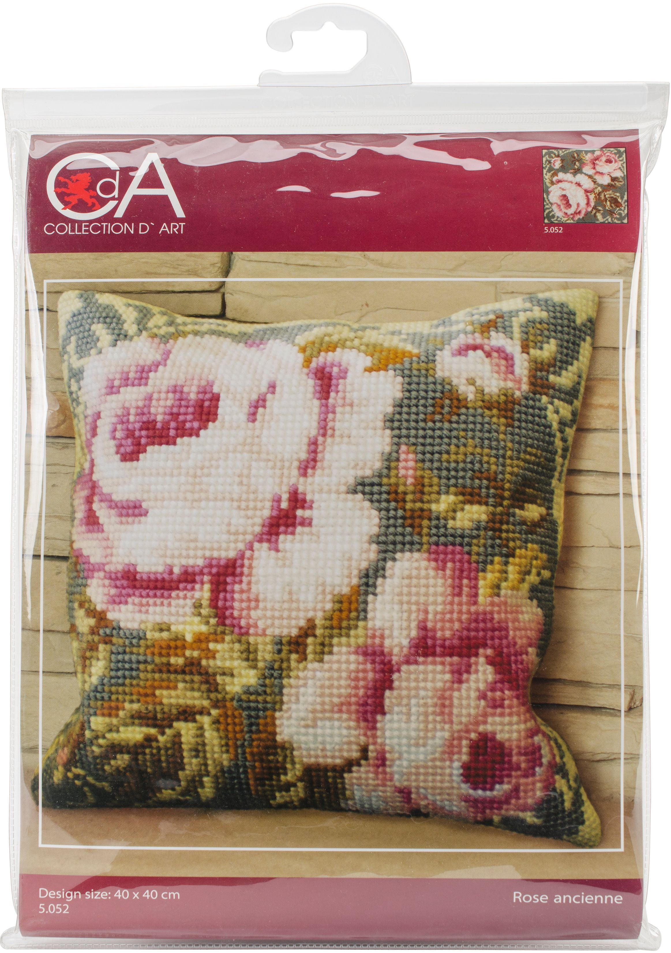 Collection D'art Stamped Needlepoint Cushion Kit 40X40cmRose Ancienne