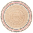 thumbnail image 2 of SAFAVIEH Natural Fiber Jermaine Geometric Jute Area Rug, Fuchsia/Beige, 3' x 3' Round, 2 of 6
