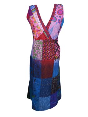 Mogul Women Boho Summer Dress Cotton Patchwork Handmade Dresses L