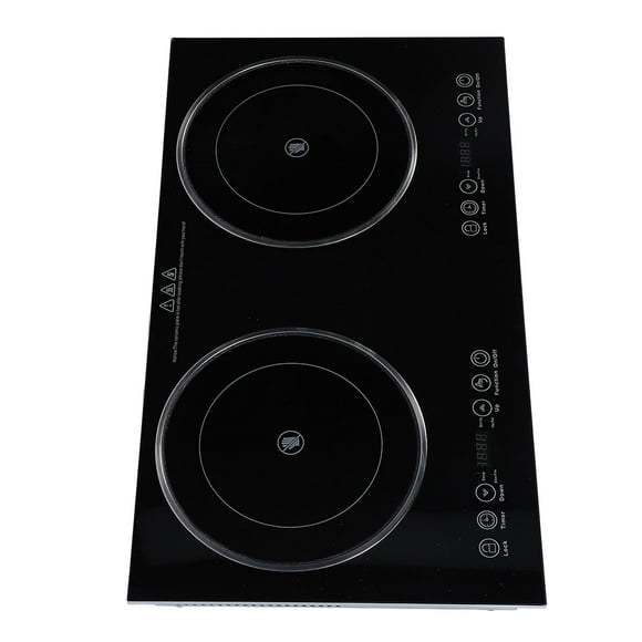 Ceramic Electric Cooktop, Double Burner 2000 Watt, Touch Control Stove Top for Countertop, Built in Timer, Child Lock, LED Reservation Function, Over Temperature Protection