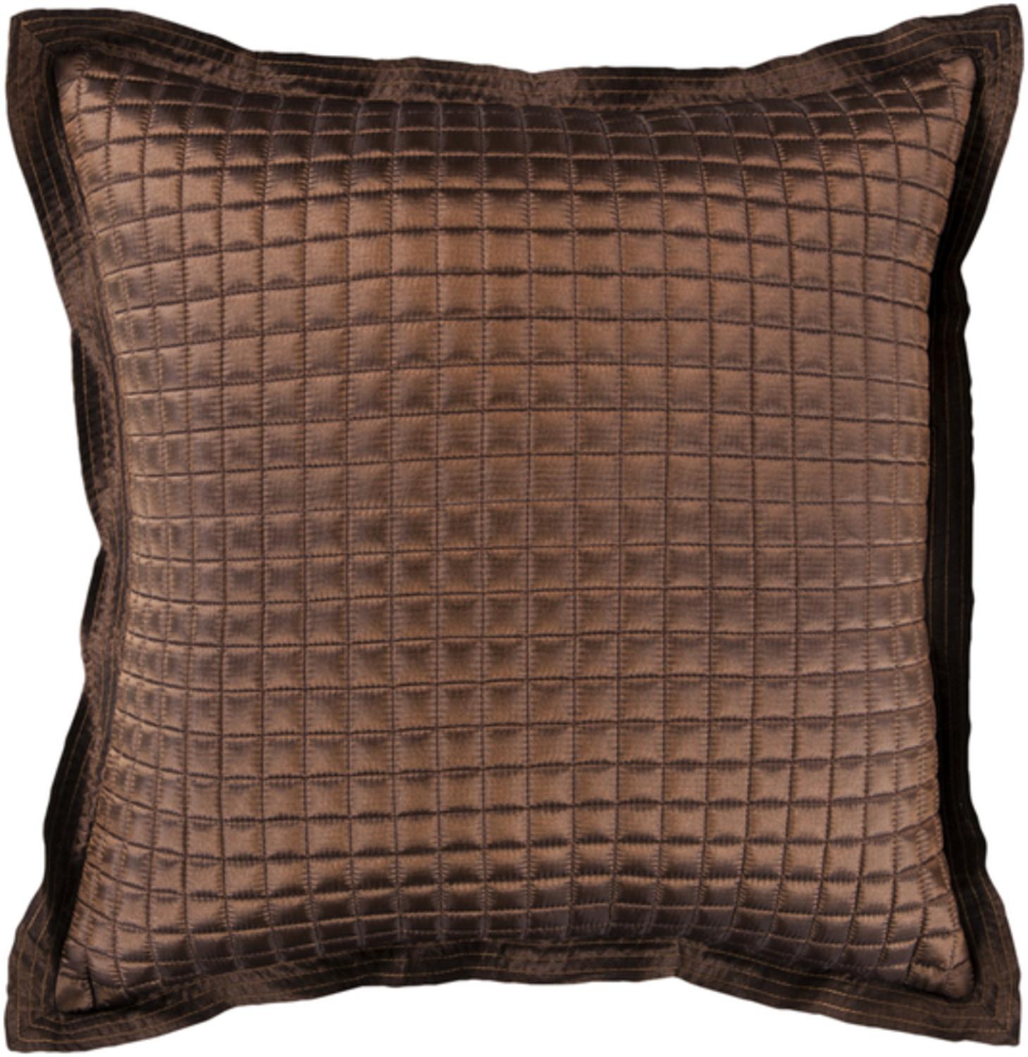 22" Quilted Squares Chocolate Brown Decorative Square Throw Pillow