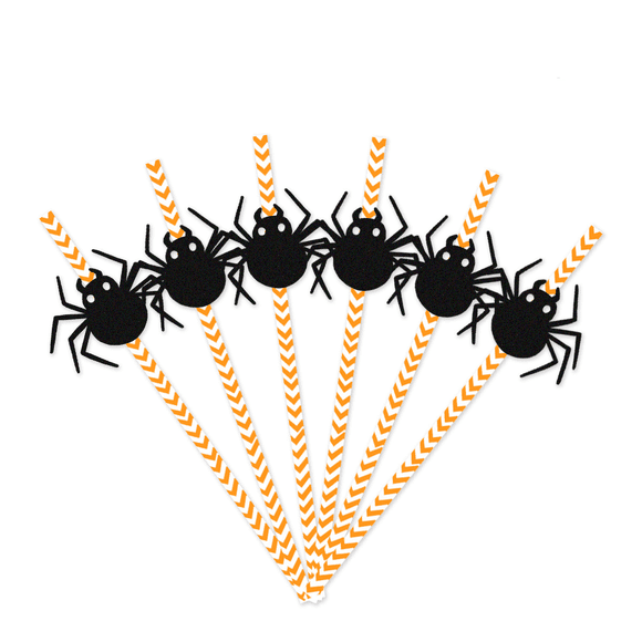 YSTIANN 24 Pcs Halloween Decoration Paper Straws - Spider Pumpkin Witch Skull Themed, Disposable Party Supplies for Halloween Parties, Festive Drinks Decor WJ94-4141