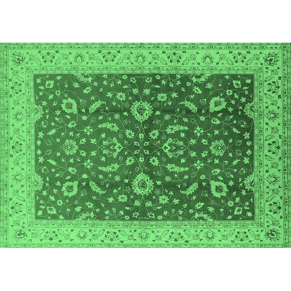 Ahgly Company Indoor Rectangle Oriental Emerald Green Traditional Area Rugs, 8' x 12'