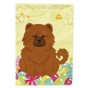 Carolines Treasures BB6142CHF Easter Eggs Chow Chow Red Flag Canvas House Size