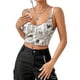 thumbnail image 2 of Lucakuins Mujeres Verano Mini Sling Chaleco Sin Mangas Espalda al Aire Corte Bajo Estampado de Periódico Crop Tops Lucakuins  moda, 2 of 8