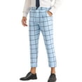 thumbnail image 4 of INSPIRE CHIC Plaid Printed Pants for Men's Pleated Front Colorful Checked Cropped Trousers 36 Light Blue, 4 of 4