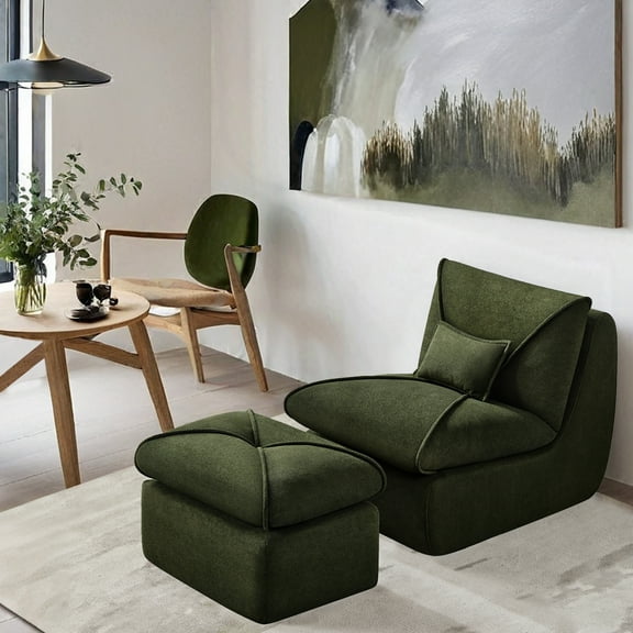 MDQMD Compressed Lounge Chair with Ottoman - Space-Saving Sofa, No-Tool Assembly, Modern Upholstered Furniture for Apartments, Dorms & Studios