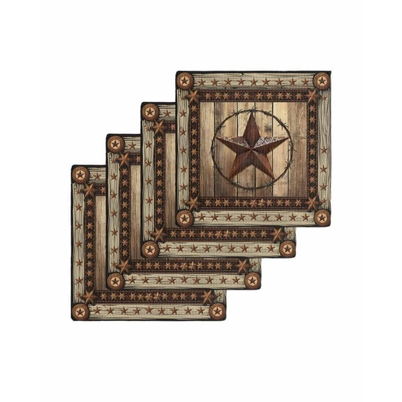 Western Farmhouse Kitchen Dish Towels for Drying Dishes Set of 4, Rustic Country Texas Star Retro Waffle Weave Microfiber Terry Hand Tea Bathroom Towels Quick Dry & Absorbent Towel 12x12