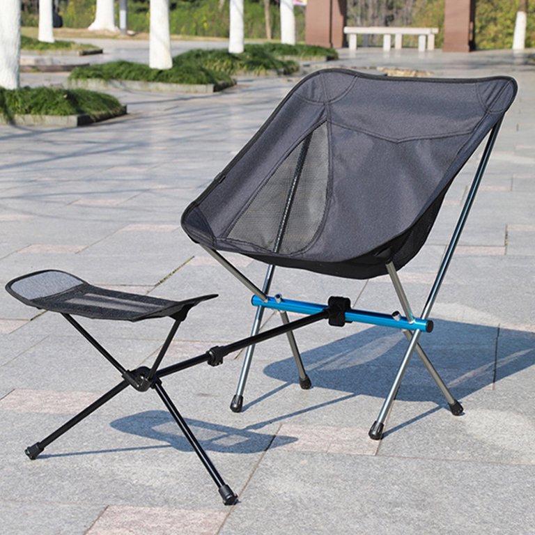 2x Folding Chair Footrest Folding Camping Outdoor Retractable Seat