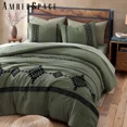 thumbnail image 2 of Amberspace Embroidery 7-piece Bed in a Bag Queen Comforter Set with Sheets,Olive Green, 2 of 9