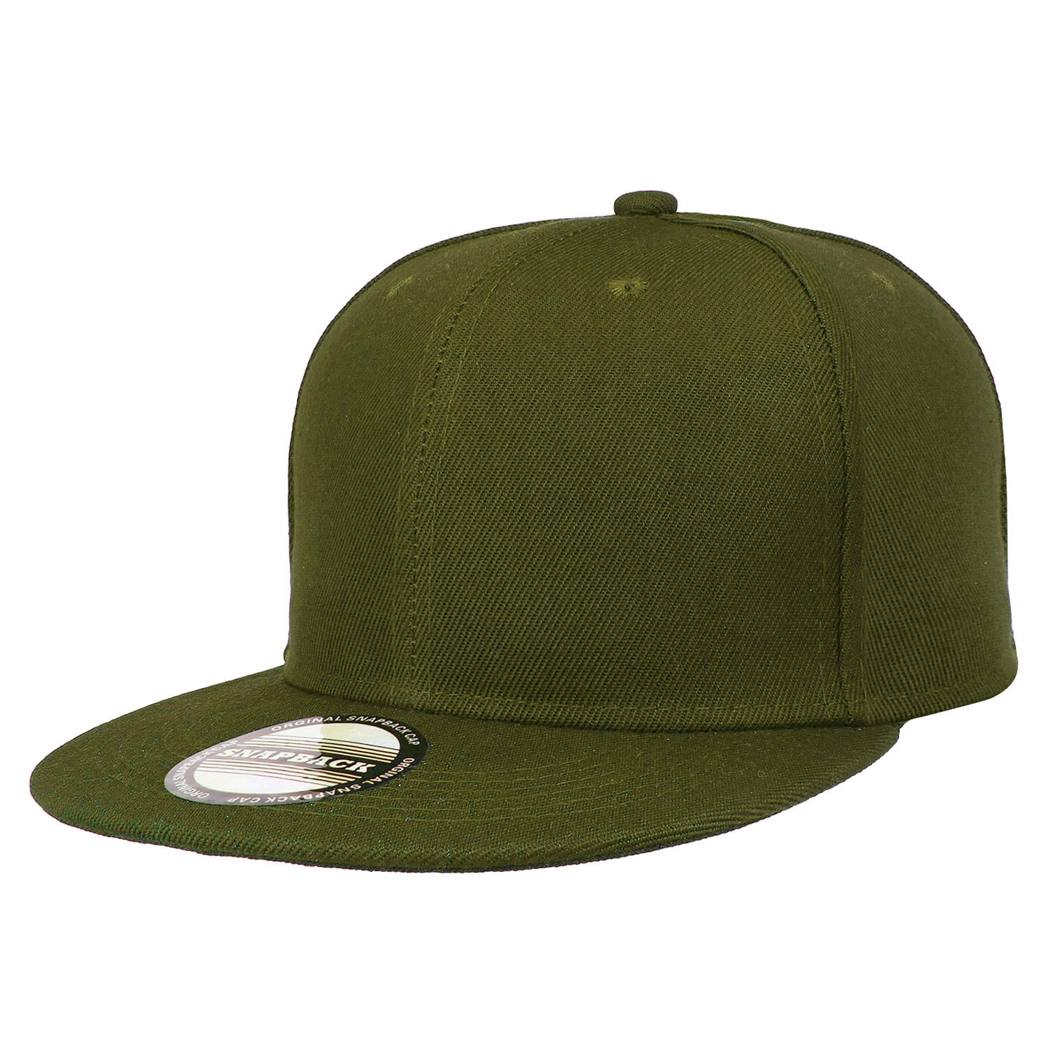 Classic Snapback Hat Cap Hip Hop Style Flat Bill Blank Solid Color Adjustable Size Army Green