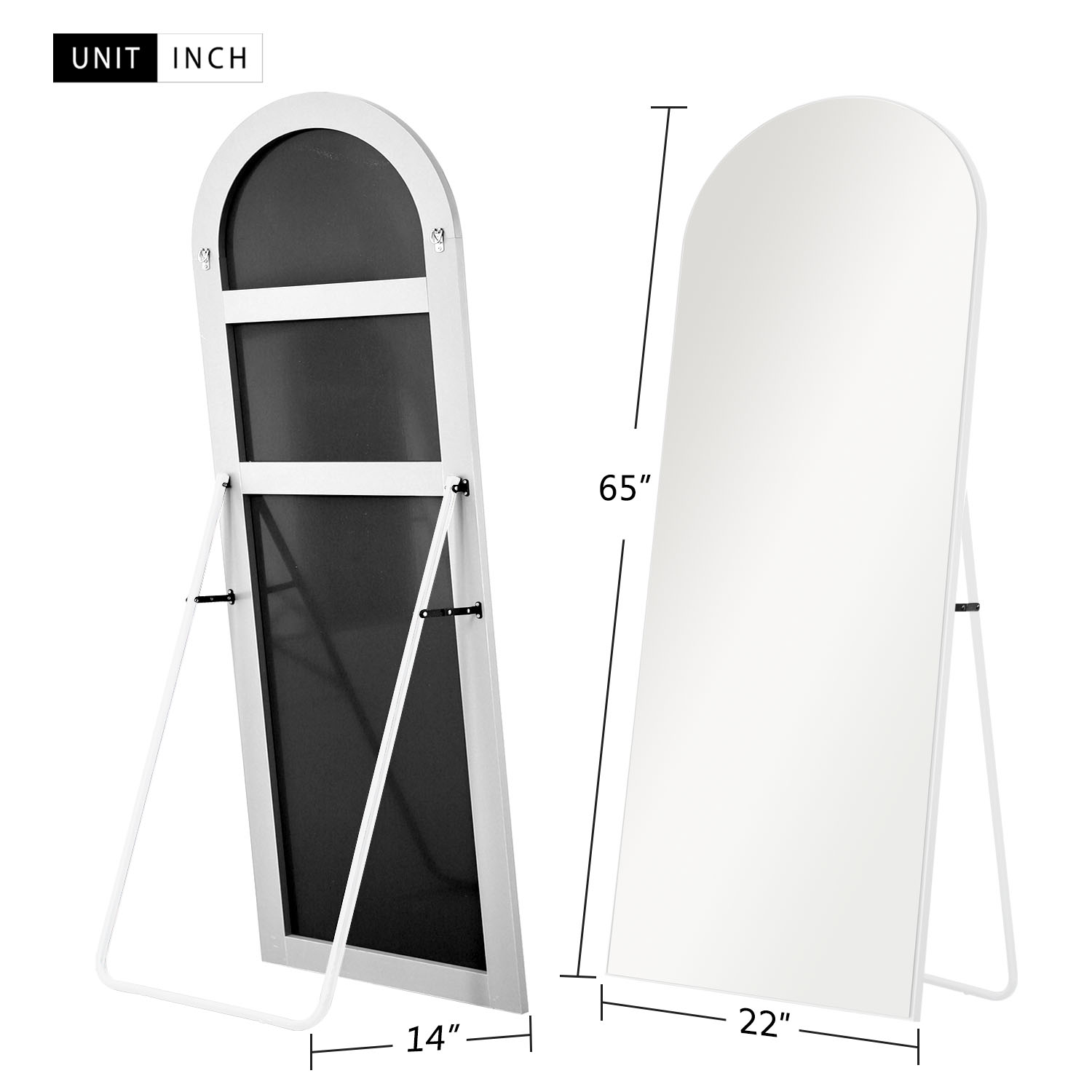 64"x21" Modern Arched Full Length Mirror Floor Mirror Full Mirror with Bracket,White