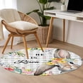 thumbnail image 4 of Easter Plaid Round Area Rug 3.3Ft Washable Circle Rugs for Dining Room Table, Spring Watercolor Bunny Flower Grey Checkered Non-Slip Carpet Floor Mats Indoor Outdoor Carpet Runner Home Decor, 4 of 8