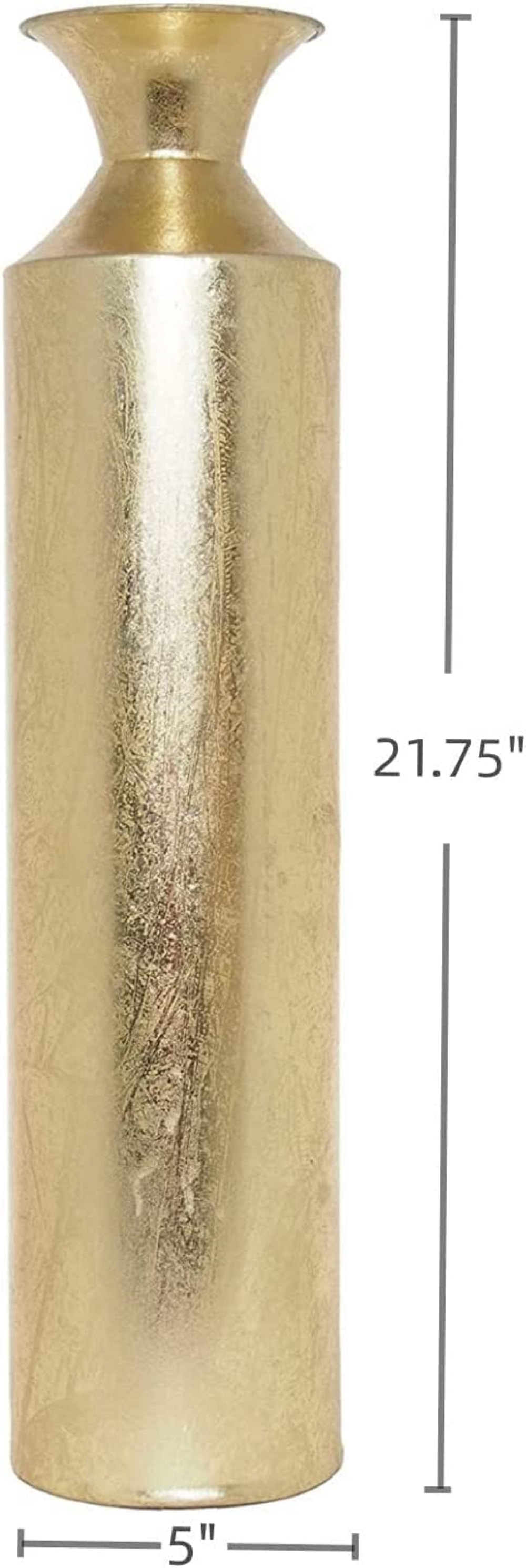 Hosley Decorative Gold Metal Tall Floor Vase 21.75" High w/Set of 6 Farmhouse Orchid Phalaenopsis Artificial Flowers 28" Long- Burgundy For Rooms. Ideal for Home Weddings Party & Special Occasions