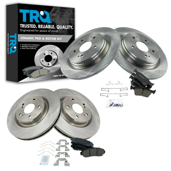 TRQ Front and Rear Brake Pad & Rotor Kit Brake Pads Brake Rotor Ceramic Fits Select 2019-2020 Acura RDX