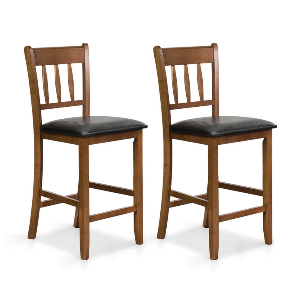 Demi Bonn 25.5" Counter Height Bar Dining Chair Set of 2 with Backrest Padded Seat for Dining Room Living Room, Walnut