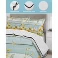 thumbnail image 4 of Quilts King Size Bedding Set, Sunflower Lightweight Quilted Comforter, Summer Eucalyptus Botanical Floral Teal Wood Soft Reversible Bedspread Coverlet with Pillow Covers for All Season, 96" x 106", 4 of 7
