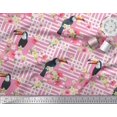 thumbnail image 3 of Soimoi Pink Rayon Fabric Floral & Toucan Bird Print Fabric by The Yard 56 Inch Wide, 3 of 3